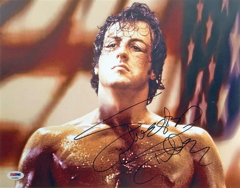 Sylvester Stallone In-Person Signed 11" x 14" Color Photo as "Rocky" (PSA/DNA)