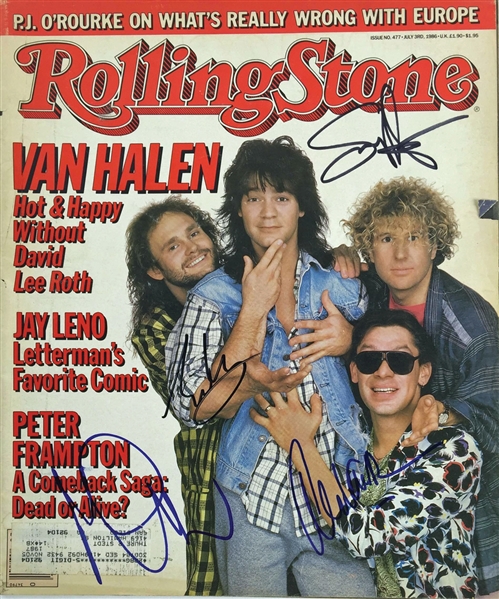 Van Halen Group Signed July 1986 Rolling Stone Magazine (4 Signatures)(PSA/DNA)