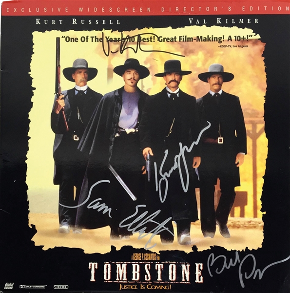 Tombstone Desirable Cast Signed 12" x 12" Laserdisc Cover with Russell, Kilmer, Paxton & Elliott! (PSA/DNA)