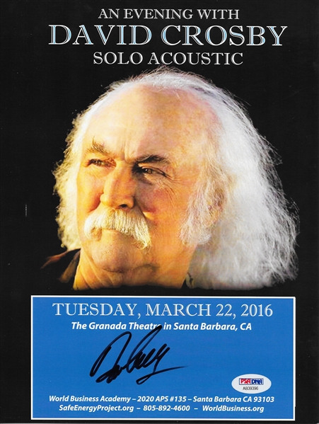 David Crosby Lot of Two (2) Signed 8.25" x 10.75" Promotional Concert Prints (PSA/DNA)