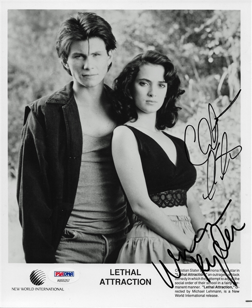 Wynona Ryder & Christian Slater Signed 8" x 10" Publicity Photo for "Lethal Attraction" (PSA/DNA)