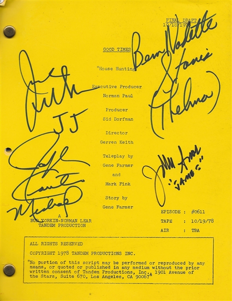 Good Times Cast Signed Script with Walker, Stanis, Carter & Amos (4 Signatures)(PSA/DNA)