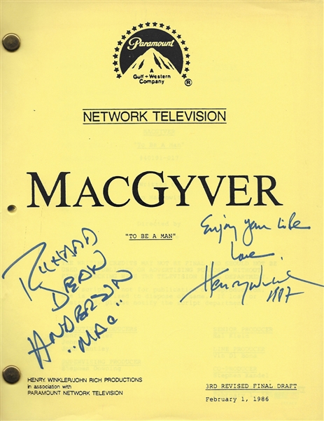 "MacGyver" Rare Production Script Signed by Richard Dean Anderson & Henry Winkler (PSA/DNA)