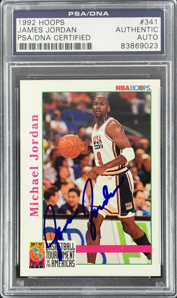 (Michael Jordan) James Jordan Ultra Rare Signed 1992 Hoops Michael Jordan Card - One of a Couple Known to Exist! (PSA/DNA Encapsulated)