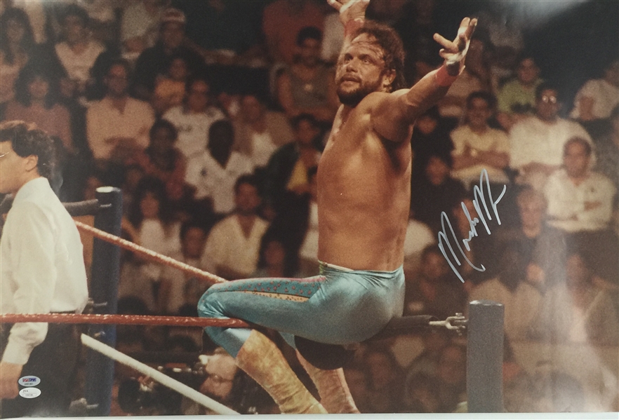 Macho Man Randy Savage Signed 20" x 30" Color In-Ring Photo (PSA/DNA & JSA)
