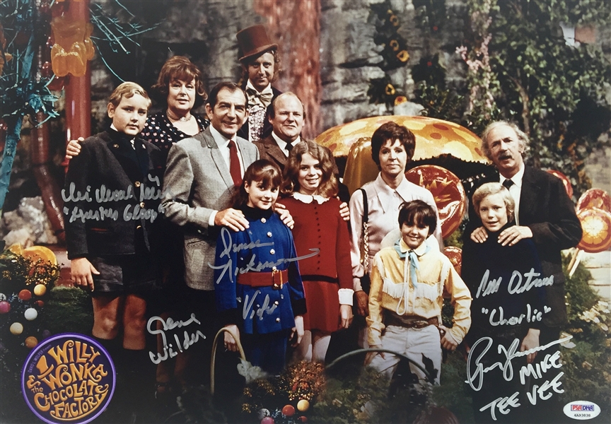 Willy Wonka & The Chocolate Factory Cast Signed 12" x 15" Photograph w/Wilder, etc. (5 Sigs)(PSA/DNA)