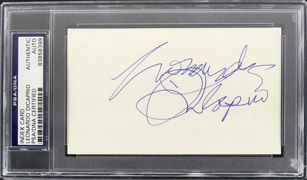 Leonardo DiCaprio Signed 3" x 5" Note Card with RARE Early Full Name Autograph (PSA/DNA Encapsulated)