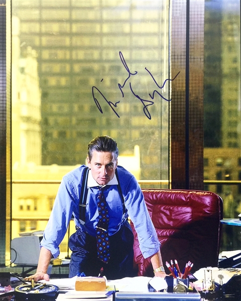 Michael Douglas Terrific Signed 11" x 14" Color Photo from "Wall Street" (PSA/DNA)
