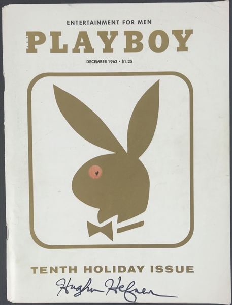 Playboy: Hugh Hefner Signed December 1963 Playboy 10th Annual Holiday Issue (PSA/DNA)