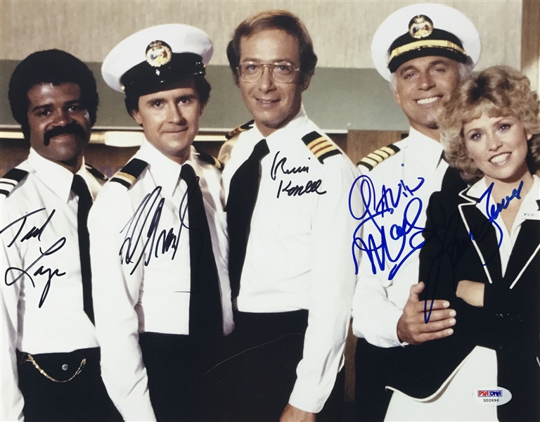 The Love Boat Cast Signed 11" x 14" Color Photo w/MacLeod, Kopell, Grandy, Lange & Tewes (PSA/DNA)