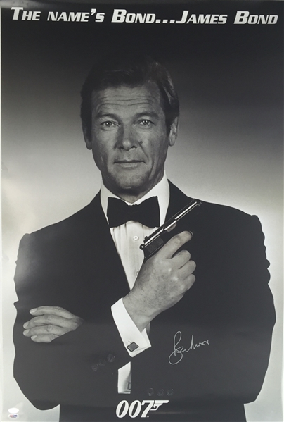 Roger Moore Signed 24" x 36" James Bond Poster (PSA/DNA)