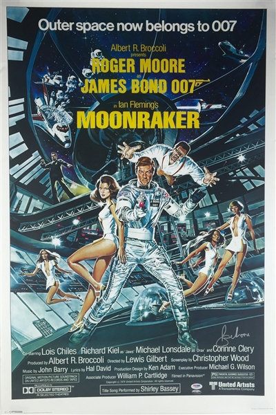 Roger Moore Signed 24" x 36" Poster Print for James Bond 007: Moonraker (PSA/DNA)