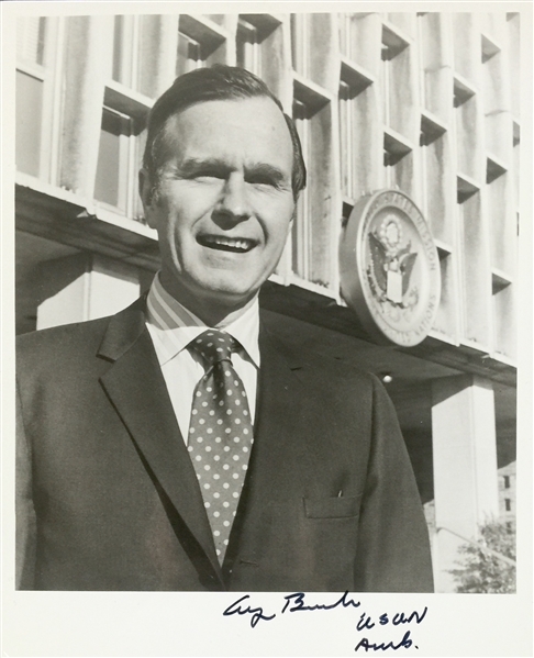 President George H.W. Bush Signed 8" x 10" B&W Photo as U.S. Ambassador to the U.N. (PSA/JSA Guaranteed)