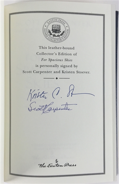 Scott Carpeneter Signed Easton Press Leather Bound First Edition Book: "For Spacious Skies" (PSA/JSA Guaranteed)