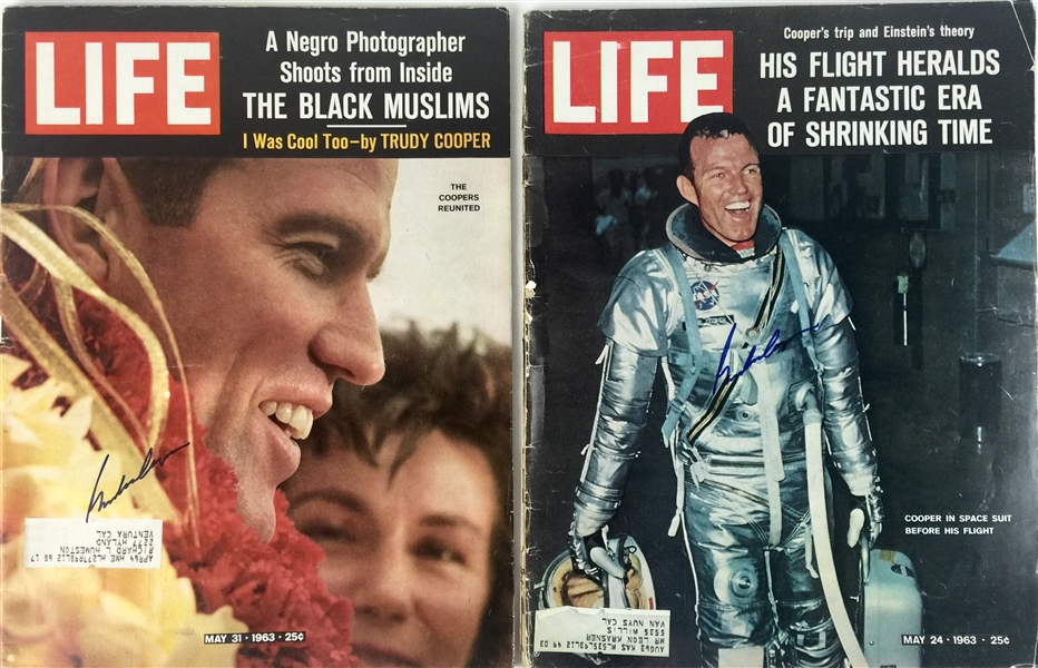 Gordon Cooper Lot of Two (2) Signed May 1963 LIFE Magazines (PSA/DNA)
