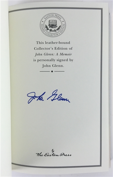John Glenn Signed Easton Press Leather Bound First Edition Book: "John Glenn: A Memoir" (PSA/JSA Guaranteed)