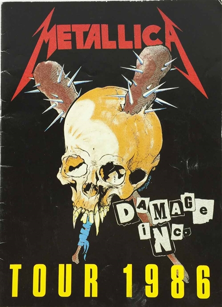 Metallica Group Signed Damage Inc 1986 Tour Program with Cliff Burton! (PSA/DNA)