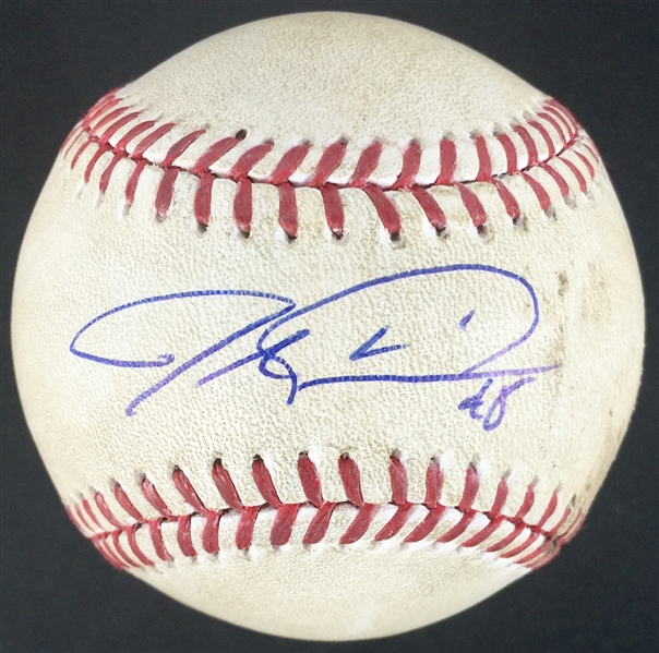 Jacob DeGrom Signed & Game Used OML Baseball :: 5-10-2016 NYM at LAD :: Ball Pitched by DeGrom! (MLB Holo & PSA/JSA Guaranteed
