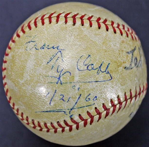 Ty Cobb Signed Draper & Maynard Baseball c. 1960 (PSA/DNA)