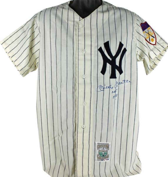 Mickey Mantle Signed Mitchell & Ness Jersey w/ RARE "No. 7, 1951" Inscription (PSA/DNA)