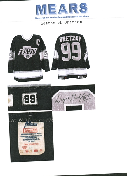Wayne Gretzky Game Used/Worn 1990 LA Kings Jersey Mears Graded PERFECT A-10!