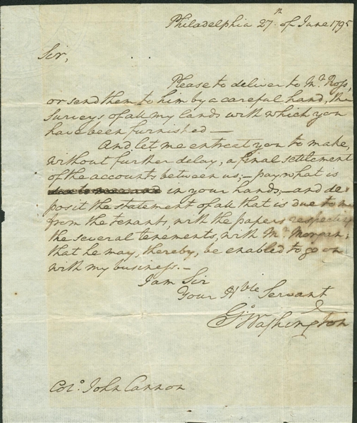 George Washington Signed & Handwritten 7.5" x 9" Letter As President! (Beckett)