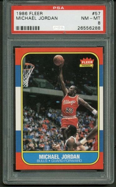 1986 Fleer #57 Michael Jordan Rookie Card PSA Graded NM 8!