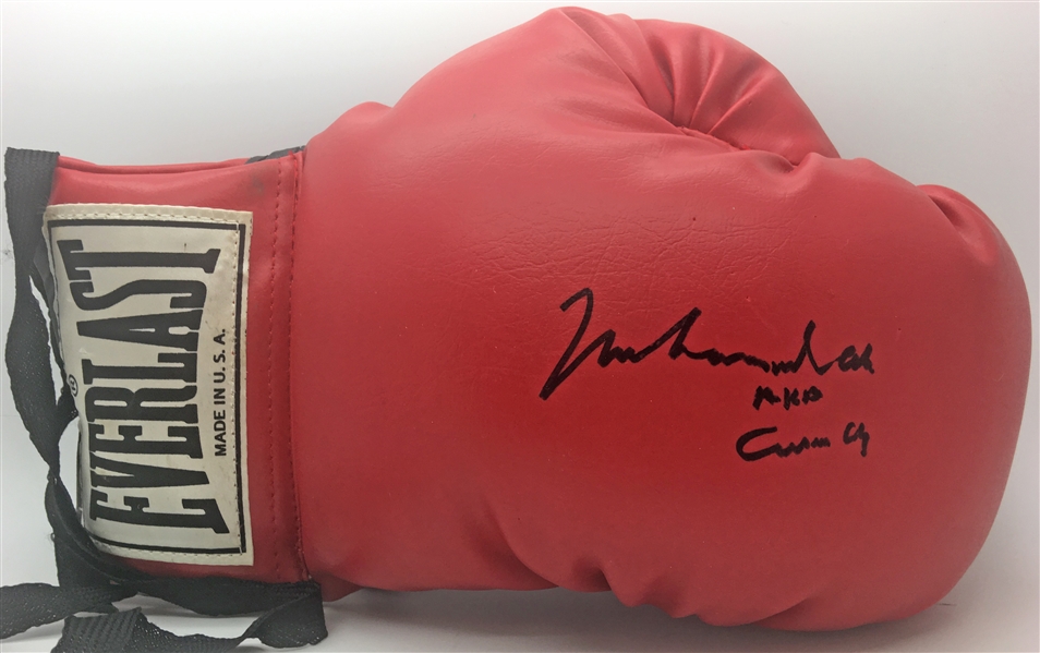 Muhammad Ali Signed Red Everlast Boxing Glove w/ Cassius Clay Inscription! (Beckett)
