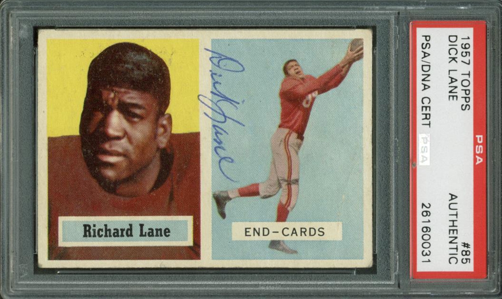 Richard "Night Train" Lane Rare Signed 1957 Topps Rookie Card (PSA/DNA)
