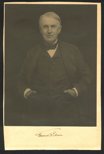 Thomas Edison Exquisite Signed 7" x 9.25" Cabinet Photograph (Beckett/BAS)
