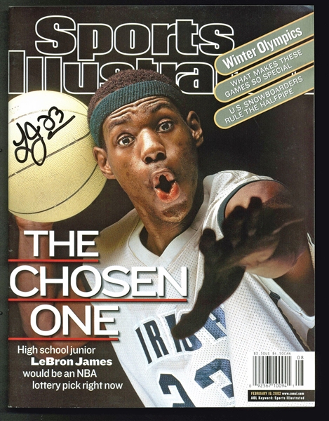 LeBron James Signed February 2002 Sports Illustrated Magazine with EARLY High School Era Autograph (JSA)
