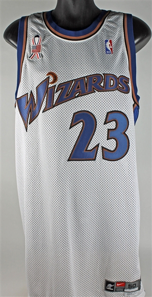 Michael Jordan 2001-02 Game Used Washington Wizards Jersey w/ 9/11 Commemorative Ribbon (Grey Flannel)