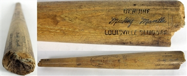 Mickey Mantle 1950s Game Used Louisville Slugger Bat Barrel (MEARS)
