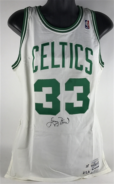 1987-88 Larry Bird Boston Celtics Game Worn & Signed Home Jersey (Grey Flannel & JSA)
