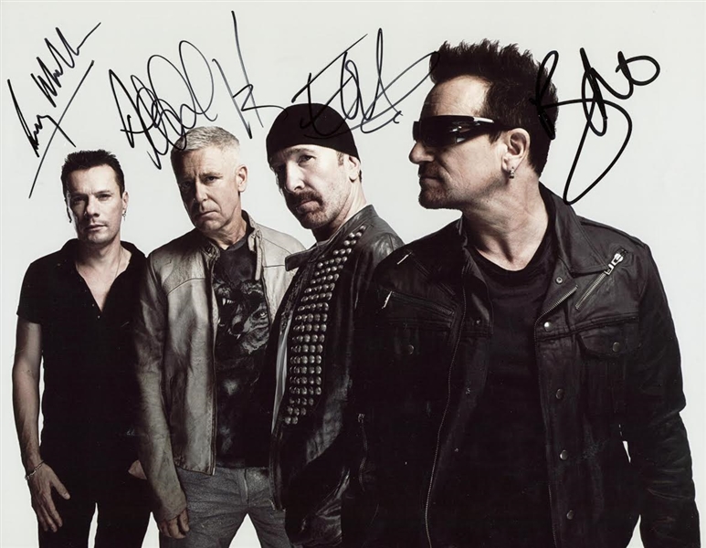U2 Group Signed 11" x 14" Color Photograph w/ All Four Members (JSA)