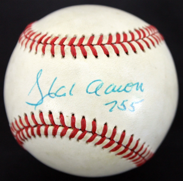 Hank Aaron Signed OAL Baseball w/ "755" Inscription (JSA)
