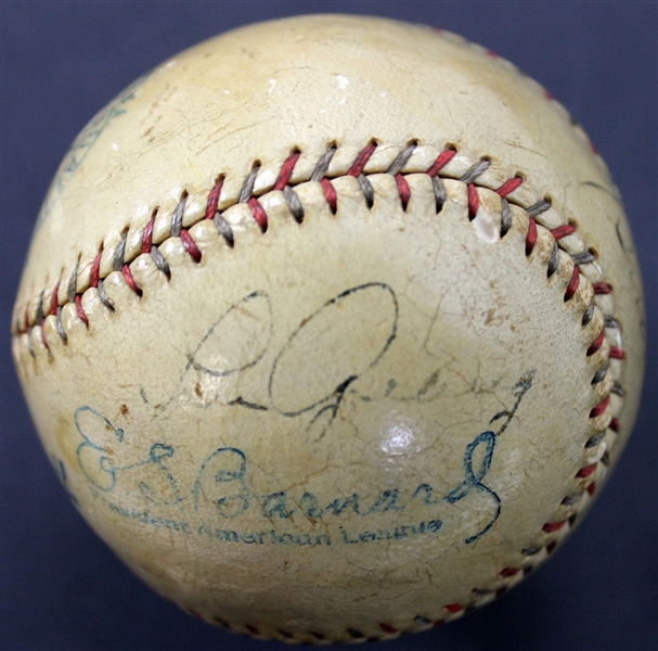Lou Gehrig Boldly Signed OAL (Barnard) Baseball (PSA/DNA)