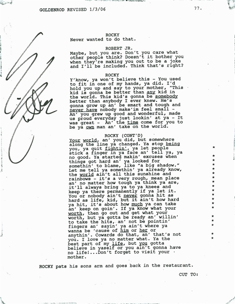 Sylvester Stallone Signed "Rocky Balboa" Movie Script Page (PSA/DNA)