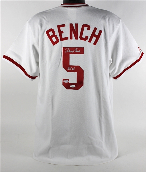 Johnny Bench "ROY 68" Signed Cincinnati Reds Majestic Baseball Jersey (PSA/DNA & JSA)