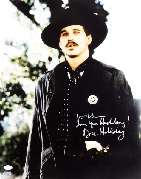 Tombstone: Val Kilmer Signed & Inscribed 16" x 20" Color Photo (BAS/Beckett)