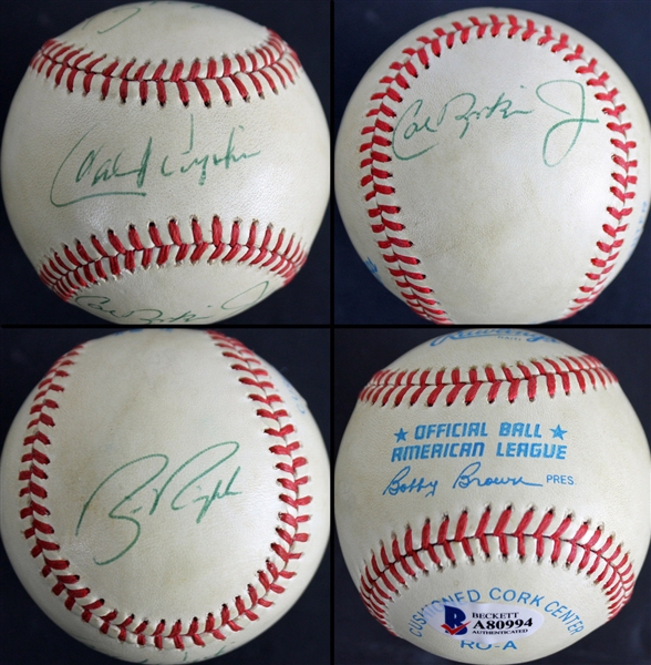 Ripken Family: Cal Sr., Cal Jr., & Bill Ripken Multi-Signed OAL Baseball (BAS/Beckett)