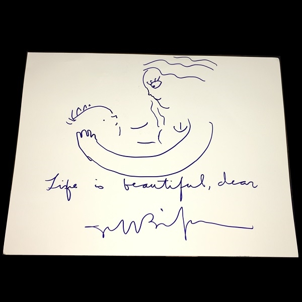 Jeff Bridges Rare Hand Drawn & Signed "Mother & Child" Sketch w/ Inscription (BAS/Beckett Guaranteed)