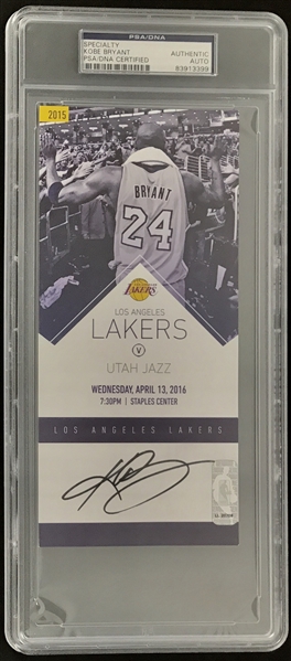 Kobe Bryant ULTRA RARE Signed Souvenir Ticket from Final Game (4/13/16) - PSA/DNA Encapsulated & Lakers LOA!
