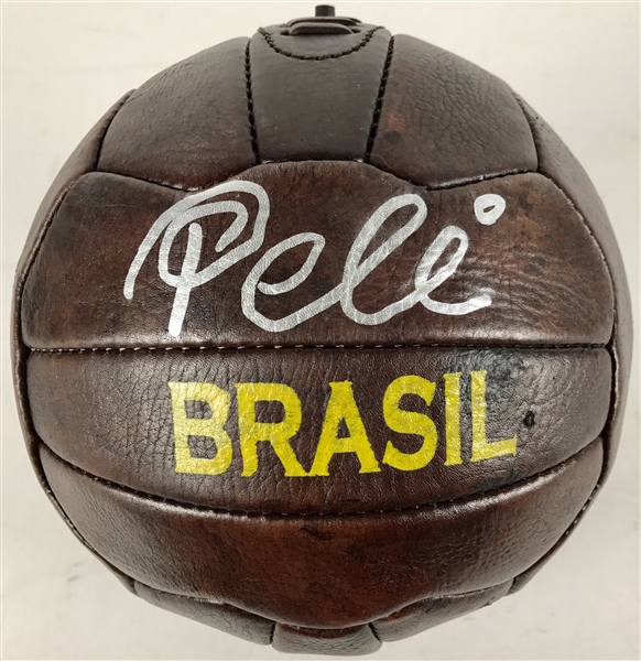 Pele Desirable Signed Vintage Style Brasil Soccer Ball - PSA/DNA Graded GEM MINT 10!