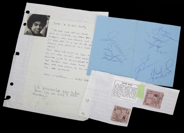 Jackson Five Rare & Desirable Signed Vintage Sheet with All Five Members Incl. Early Michael! (Beckett/BAS Guaranteed)