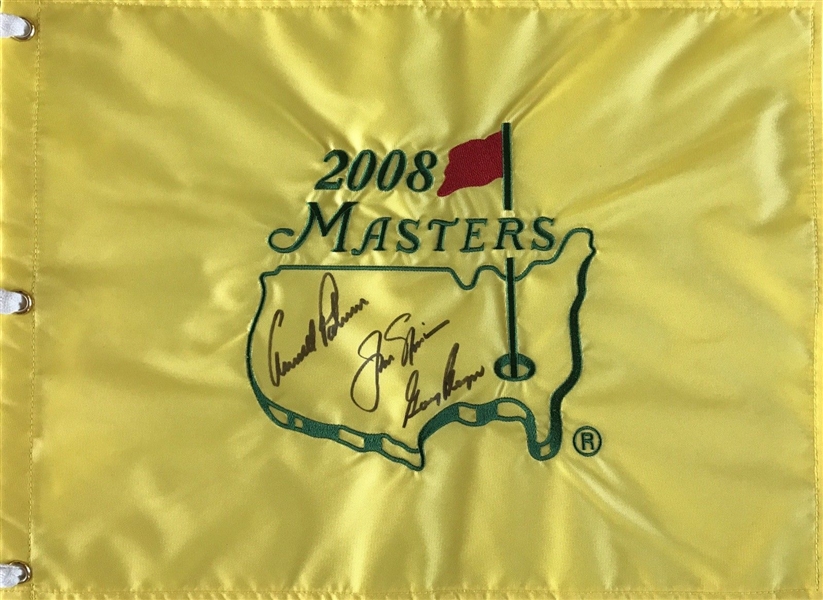 Golf Legends Signed 2008 Masters Pin Flag w/ Palmer, Nicklaus & Player (Beckett/BAS Guaranteed)