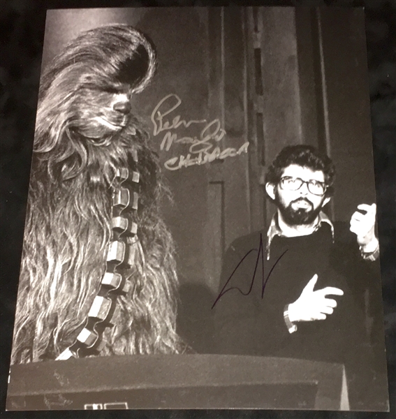 George Lucas & Peter Mayhew Dual-Signed 11" x 14" Photograph (BAS/Beckett Guaranteed)
