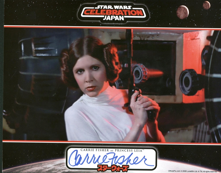 Carrie Fisher Signed 8" x 10" Star Wars Celebration-Japan Lobby Card (Beckett/BAS Guaranteed)