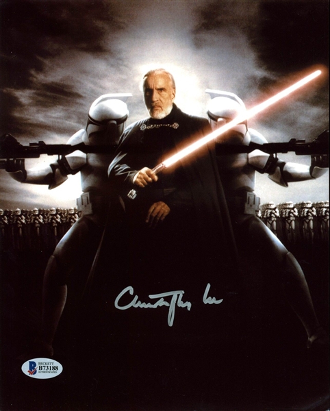 Christopher Lee Signed 8" x 10" Color Photo as "Count Dooku" (BAS/Beckett)
