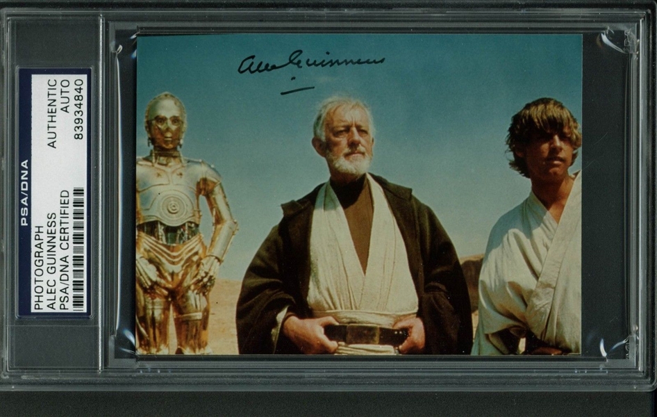 Alec Guinness Signed 3.5" x 5" Color Photo as Obi Won Kanobi (#2)(PSA/DNA Encapsulated)